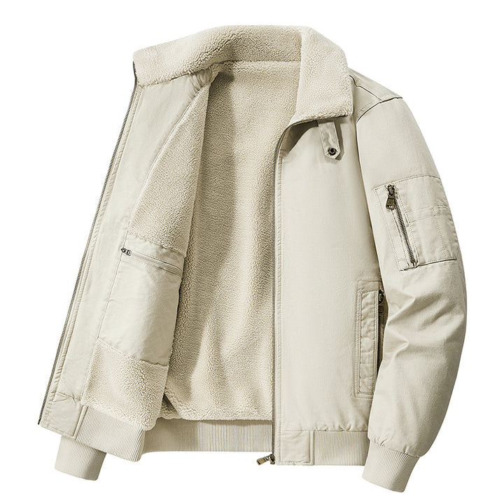 Men's  thermal sherpa-lined utility bomber jacket with inner zip stash pocket Drune