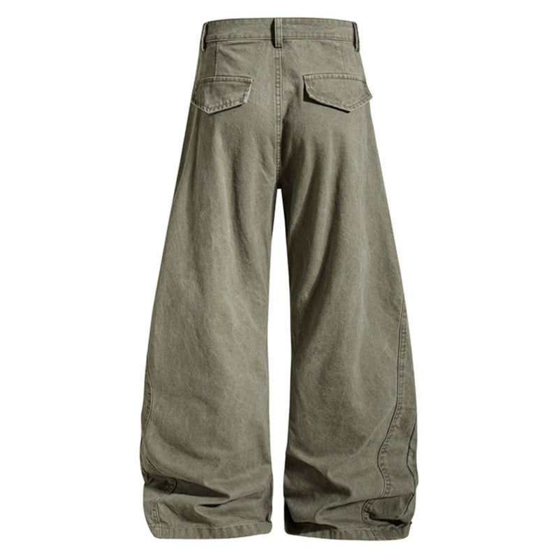 Damen Weite High‑Waist Cargo‑Hose mit verstärkten Kniepaneelen und verstellbarem Saum Drune