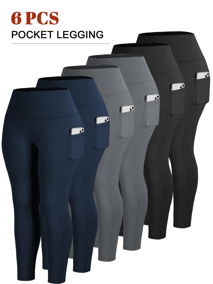 Damen Knöchelhohe Sportleggings mit hohem Bund und seitlicher Smartphone-Tasche Drune