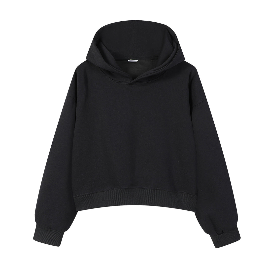 Damen modischer cropped Hoodie mit weitem Schnitt Drune