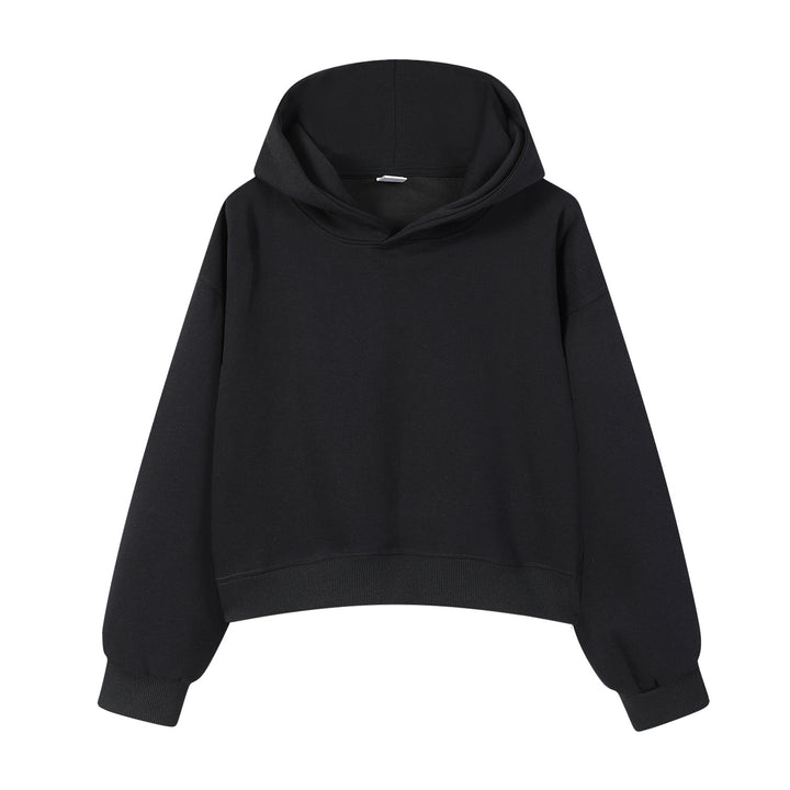 Damen modischer cropped Hoodie mit weitem Schnitt Drune
