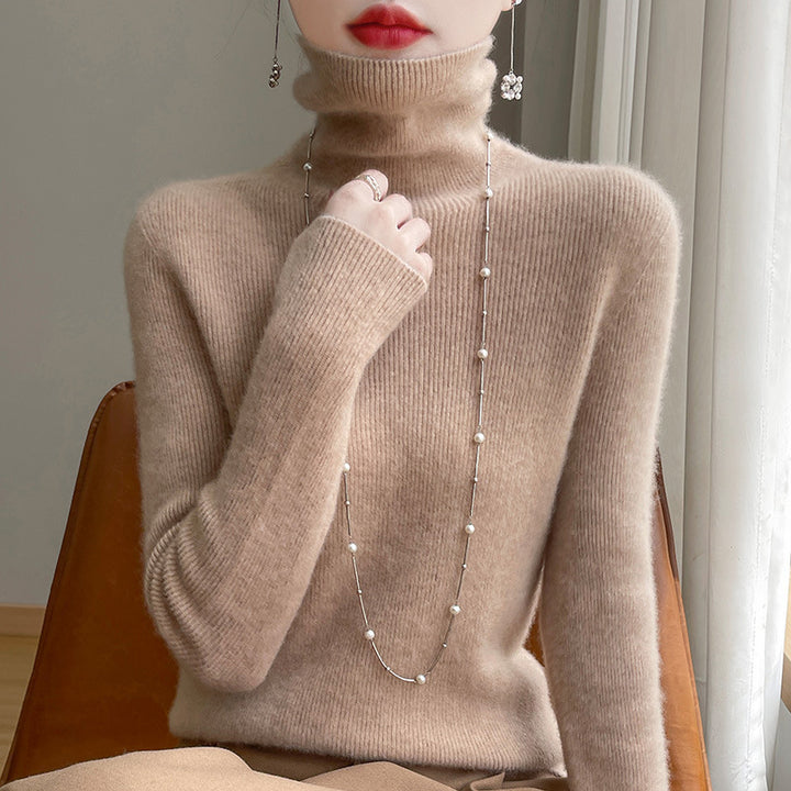 Damen Schmal geschnittener Feinstrick-Rollkragenpullover mit extrafeinem Flauschfinish Drune