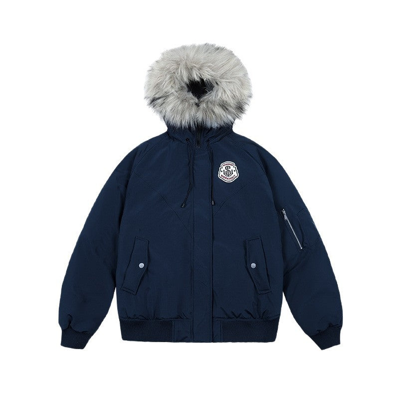 Damen nan oversized Thermo-Parka mit voluminöser Kapuze, abnehmbarer Webpelzblende und Rippbündchen Drune