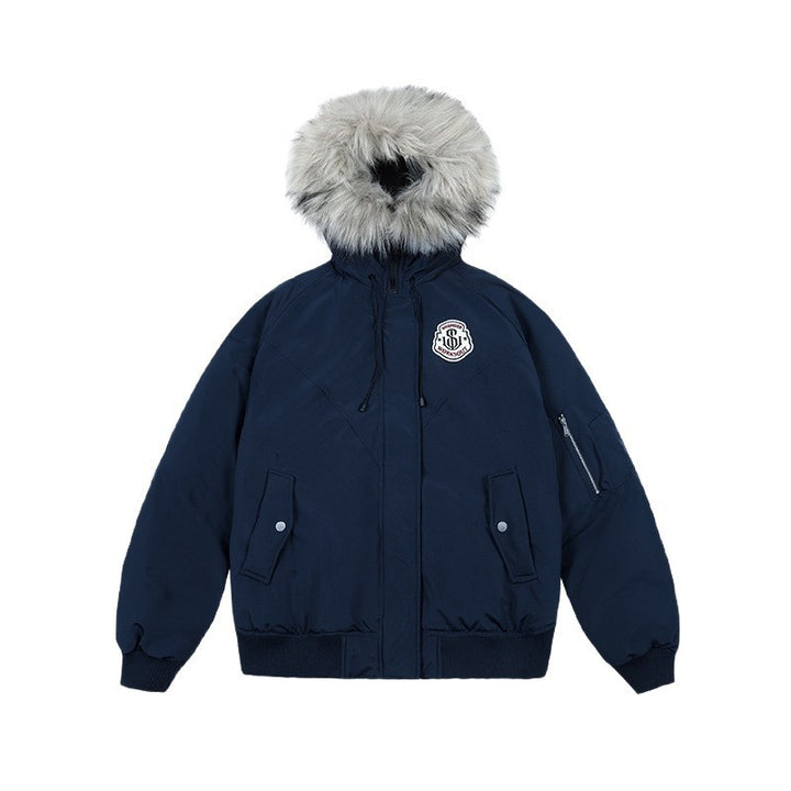 Damen nan oversized Thermo-Parka mit voluminöser Kapuze, abnehmbarer Webpelzblende und Rippbündchen Drune