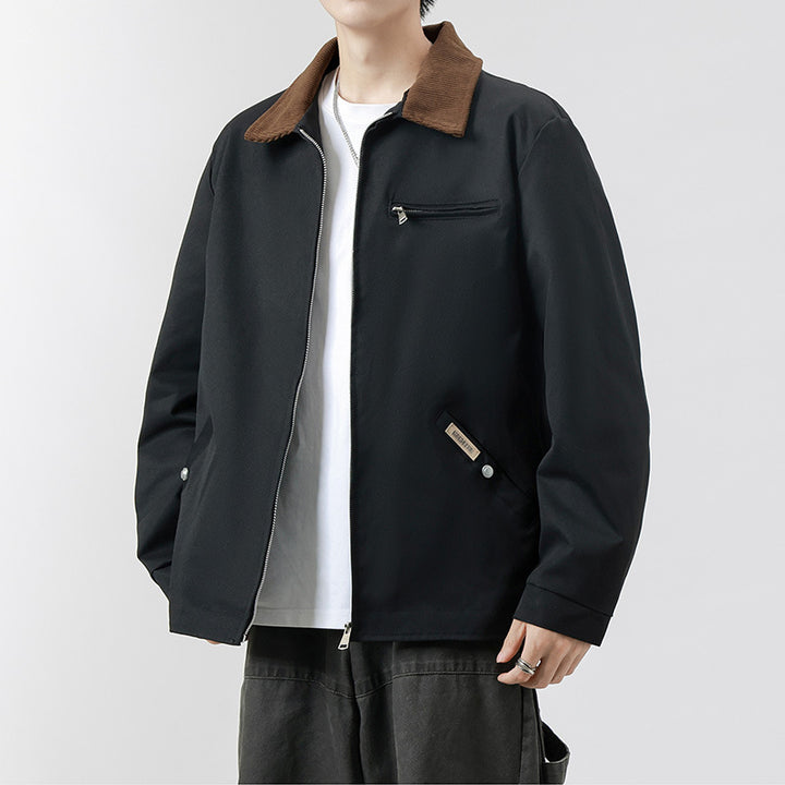 Herren Modische Übergangsjacke mit Cordkragen Drune