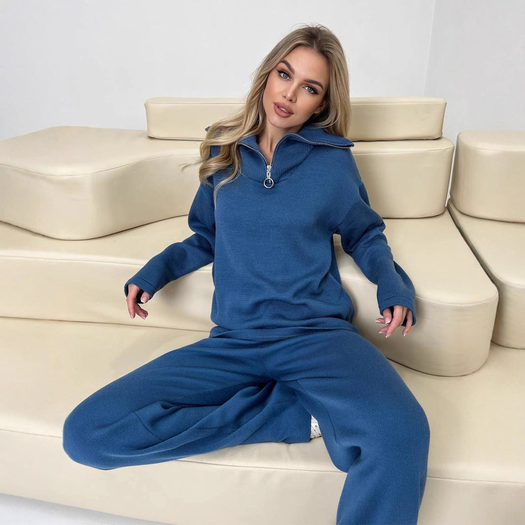 Damen Komfortables Sweat-Set mit hohem Kragen Drune