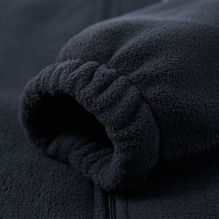 Herren Hochflor-Fleecejacke mit Sherpa-Innenfutter, Stehkragen und verdeckten Reißverschlusstaschen Drune