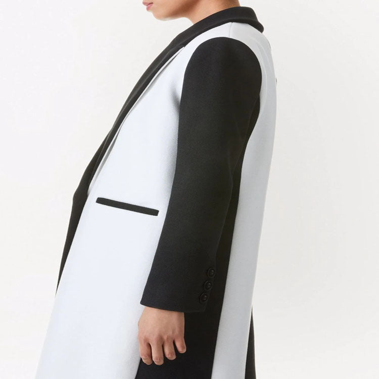 Damen Taillierter Midi‑Longcoat im Clean‑Tailoring mit kontrastiertem Innenfutter und Schalkragen Drune