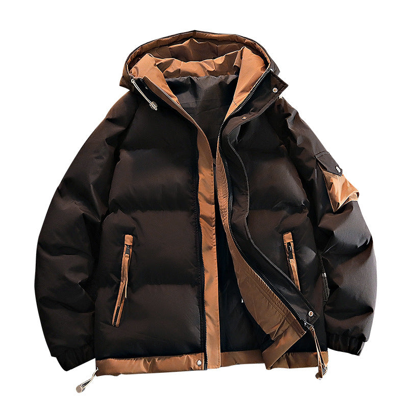 Men's  oversized insulated hooded puffer jacket with contrast lining and drawcord hem Drune