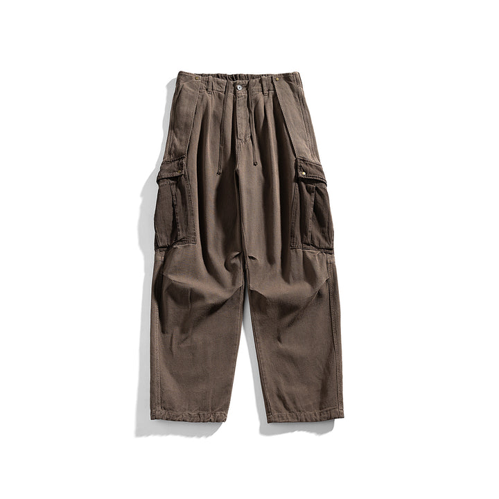 Herren Cargo-Hose mit Kordelbund, weitem Schnitt und Mehrfachtaschen Drune