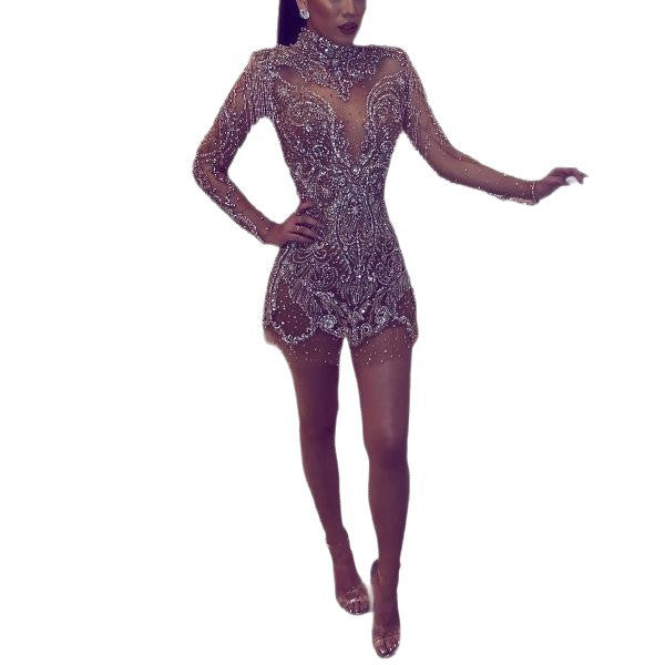 Damen Glamouröses Minikleid mit funkelnden Pailletten und aufregenden Fransen Drune