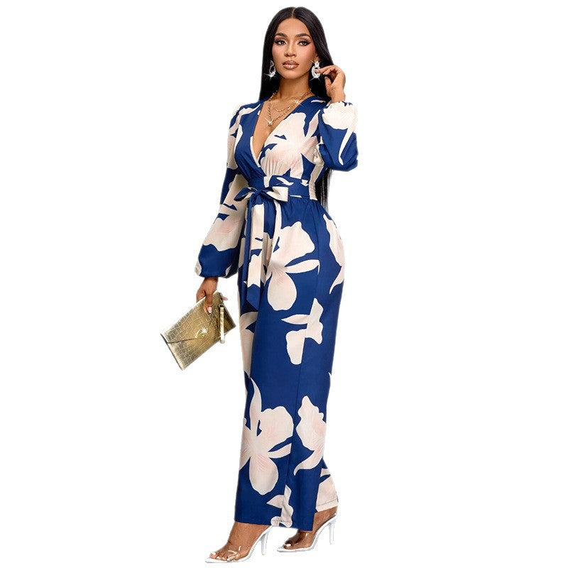 Damen Elegantes Maxikleid mit tiefem V-Ausschnitt und Novoline Drune