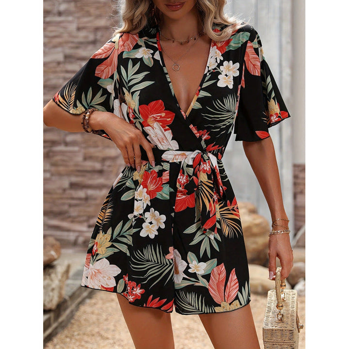 Damen Jumpsuit mit floralem Design und weiten Ärmeln Drune