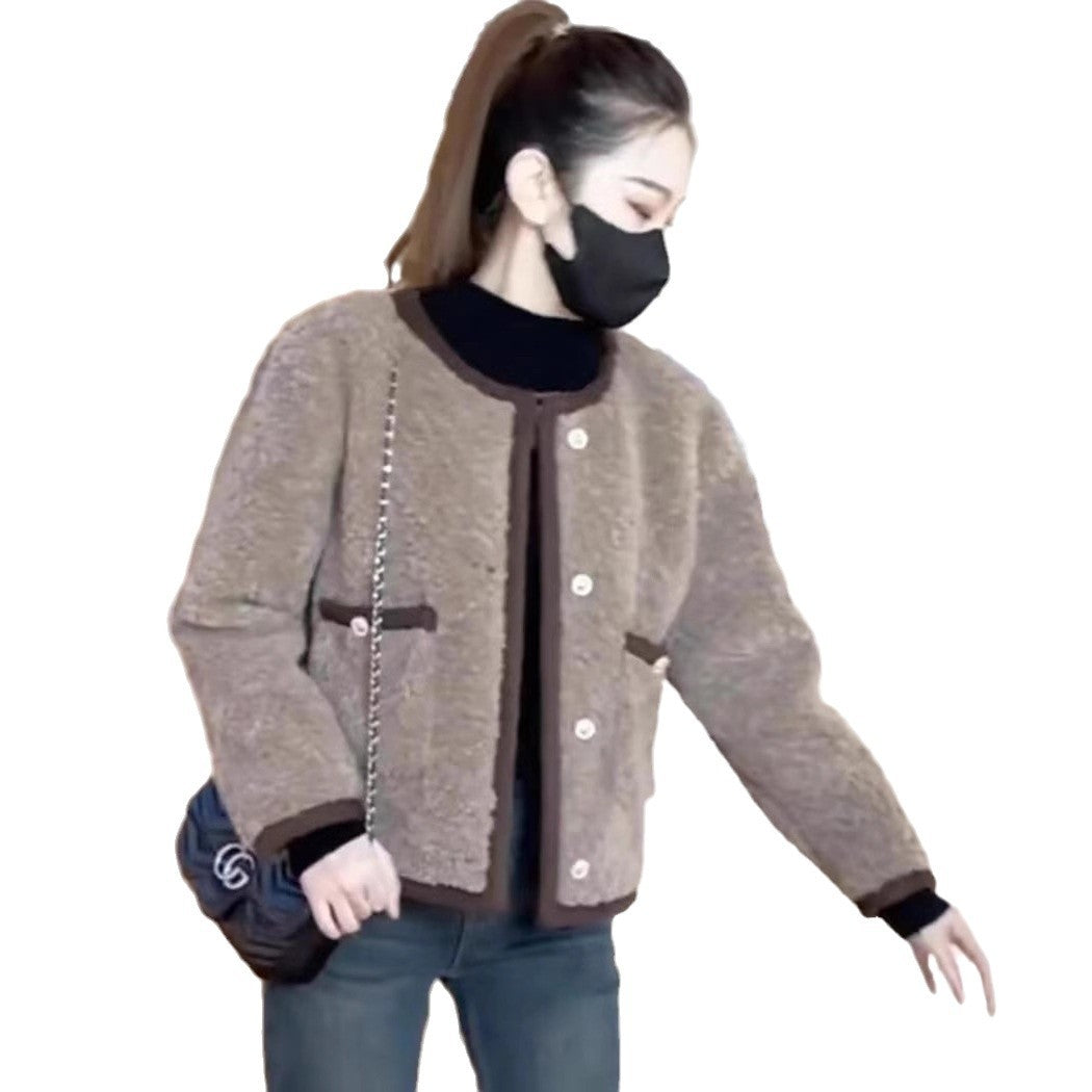 Damen kuschelige Teddyjacke mit praktischen Knopfdetails Drune