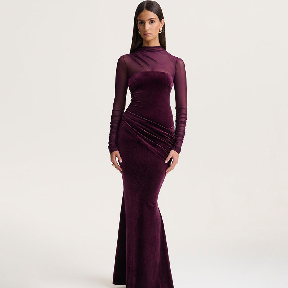 Damen Elegantes Etuikleid mit Rüschendetails und transparenten Ärmeln Drune