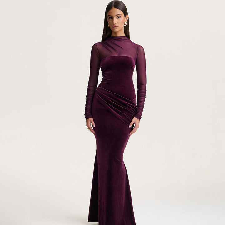 Damen Elegantes Etuikleid mit Rüschendetails und transparenten Ärmeln Drune