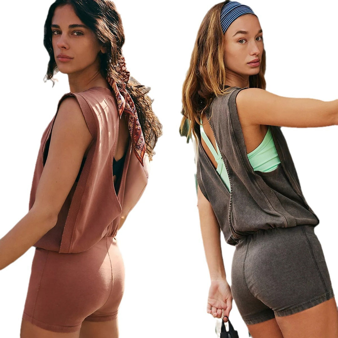 Damen sportlicher Jumpsuit mit elastischem Bund und ärmellosem Design Drune
