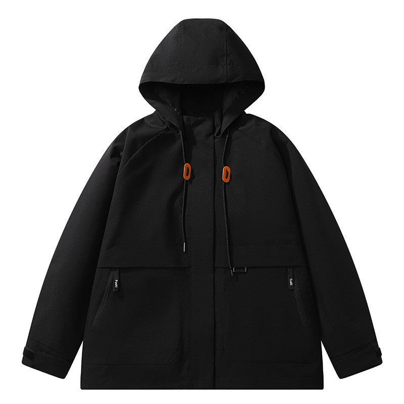 Unisex leichte wind- und wasserabweisende Kapuzenjacke im minimalistischen Utility-Stil Drune