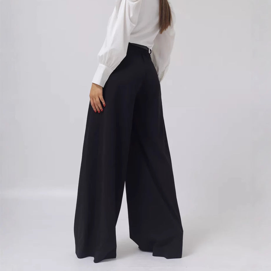Damen weite Palazzohose mit hohem Bund und eleganter Taillierung Drune