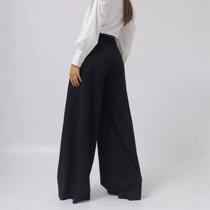 Damen weite Palazzohose mit hohem Bund und eleganter Taillierung Drune