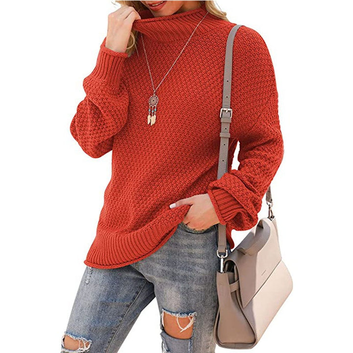 Damen Grobstrickpullover mit hohem Kragen und strukturierter Oberfläche Drune