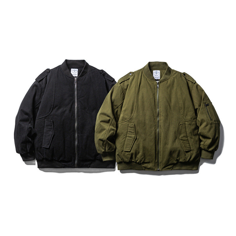 Herren Robuste Canvas-Bomberjacke mit Utility-Taschen und Rippbündchen Drune
