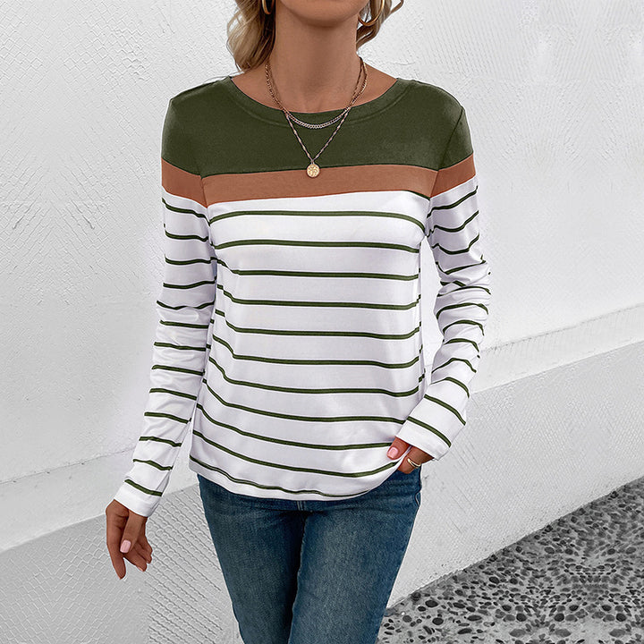 Damen Modisches Langarmshirt mit Streifen Drune