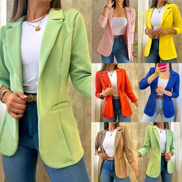 Damen eleganter, taillierter Blazer mit strukturiertem Stoff Drune