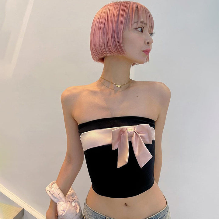 Damen bandeau Oberteil mit elegantem Schleifenakzent Drune