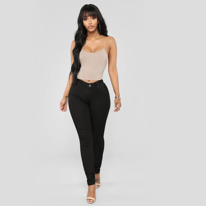 Damen Hochgeschnittene Skinny-Jeans mit Figurformendem Stretch Drune
