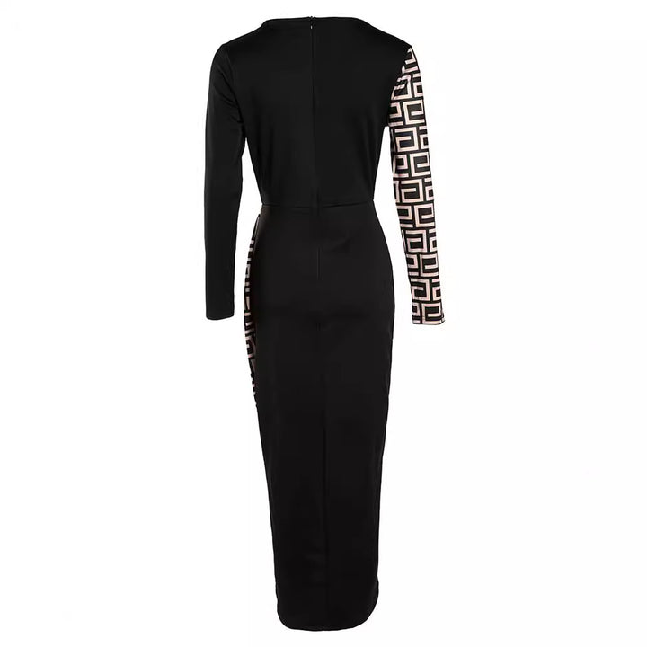 Damen Elegantes Maxi-Kleid mit aufregendem seitlichem Schlitz und grafischem Muster Drune