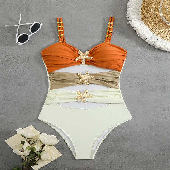 Damen Einteiler Badeanzug mit elegantem Cut-Out und modischen Trägerschlaufen Drune