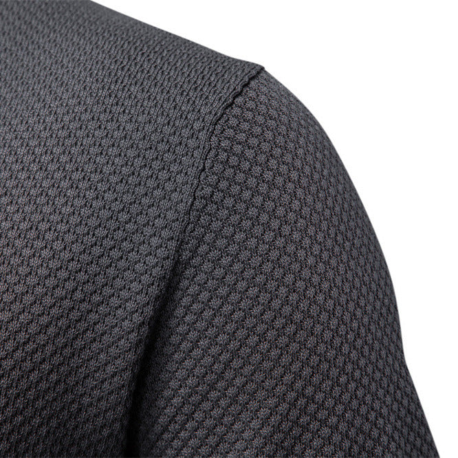 Herren nan strukturiertes Feinstrickpoloshirt mit offenem Reverskragen Drune