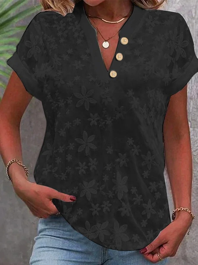 Damen Bluse mit femininem Blumenstick-Muster Drune