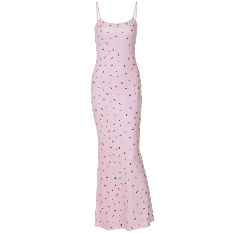 Damen Figurnahes Maxikleid mit floralem Design und Spaghettiträgern Drune