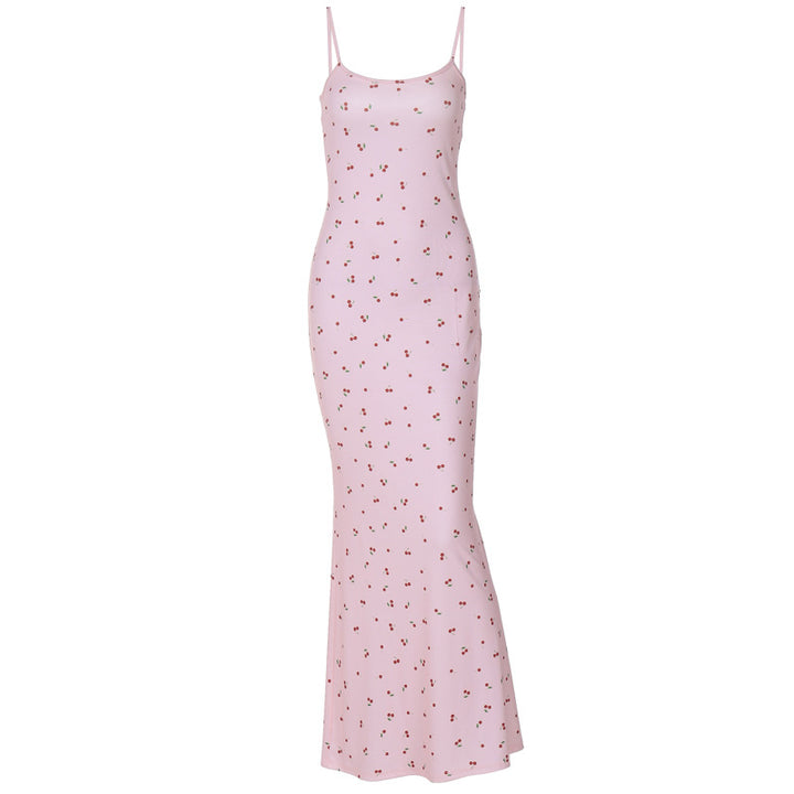 Damen Figurnahes Maxikleid mit floralem Design und Spaghettiträgern Drune