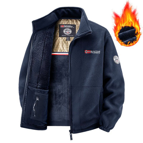 Herren Thermo-Fleecejacke mit vollflorigem Teddyfutter, verdeckter Reißverschluss-Innentasche und hohem Stehkragen Drune