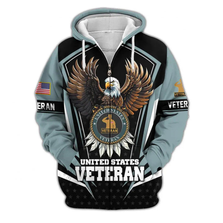 Herren Kapuzensweater mit amerikanischem Veteranenmotiv Drune