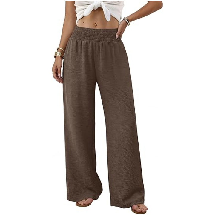 Damen Palazzo-Loungehose mit hohem Smokbund und weitem Bein Drune