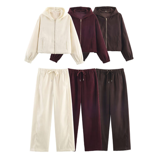Damen Boxy-Kapuzenjacke aus Veloursoptik mit durchgehendem Reißverschluss und Gummsaum Drune