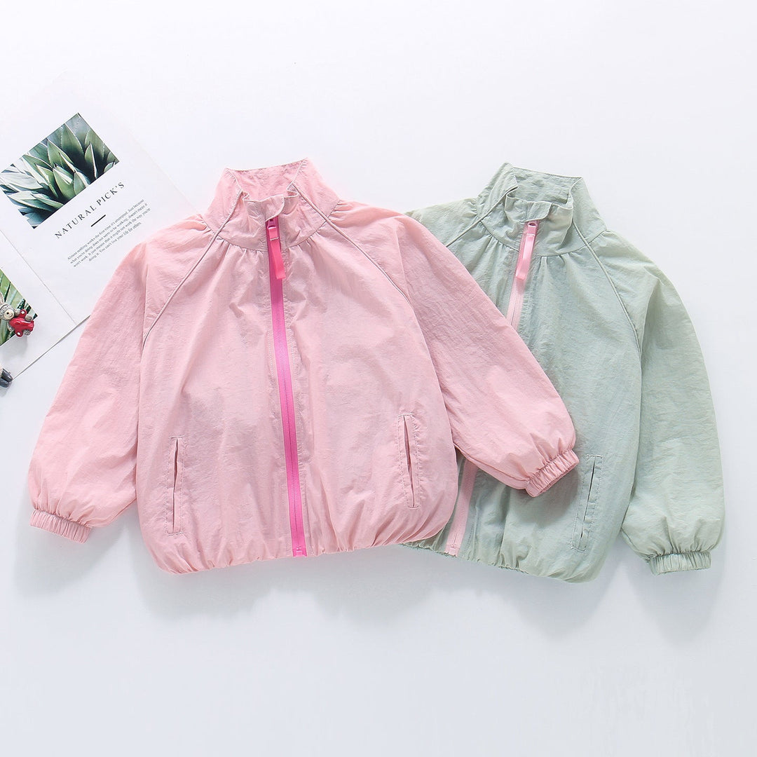 Damen nan leichte winddichte Sommerjacke mit Stehkragen elastischen Bündchen Drune