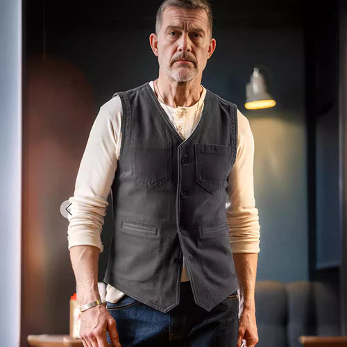 Herren modische Weste im Vintage-Stil mit Taschen Drune