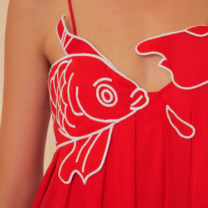 Damen Maxikleid mit kreativem Fischdesign Drune