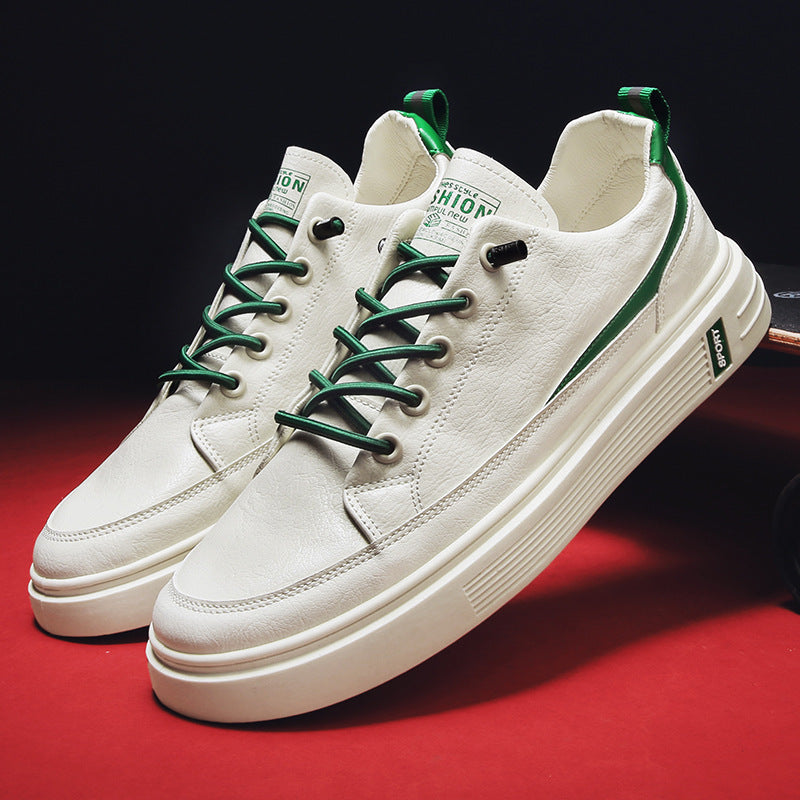 Herren Urbaner Casual-Ledersneaker mit dicker geriffelter Plateausohle und gepolsterter Zunge Drune