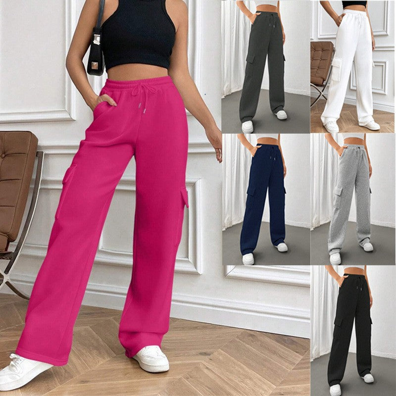 Damen Weite Cargohose im Jogger‑Stil mit Kordelzug Drune