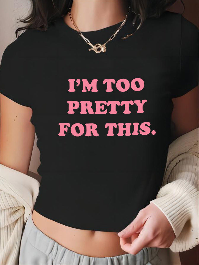 Damen Crop-T-Shirt mit kreativem Nostalgie-Druck und lässigem Schnitt Drune