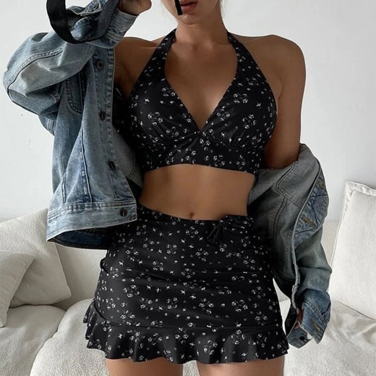 Damen Bikiniset mit verspieltem Rock-Design Drune