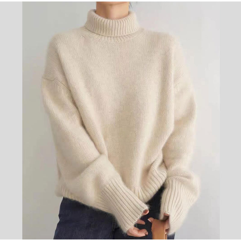 Damen Kuscheliger Rollkragenpullover aus hochwertiger Wolle Drune