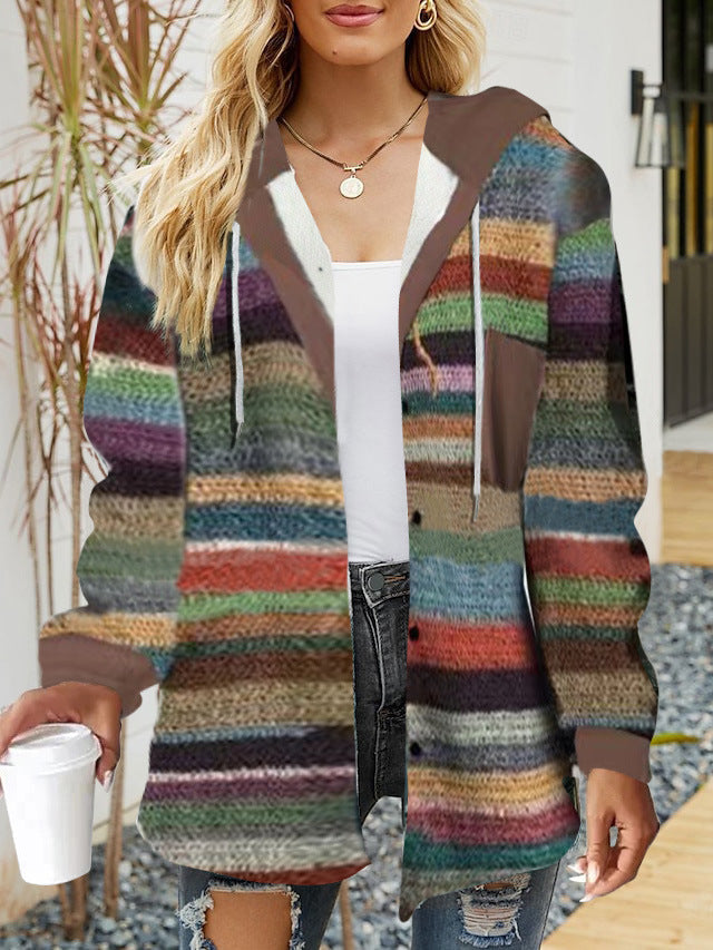 Frauen Oversized Hoodie mit Druckknopfverschluss und Kontrastbesatz Drune