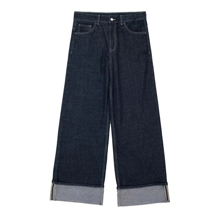 Damen Weite Denim-Hosen mit umgeschlagenem Saum Drune
